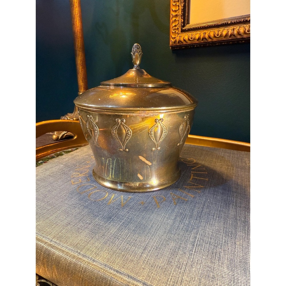 Vintage Brass Tabak Tobacco Jar with Lid European Brass Canister 6 Inch - Picture 4 of 11